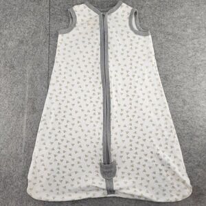 Burts Bees Baby 6-12M White Grey Bee Print Organic Cotton Beekeeper Sleep Sack